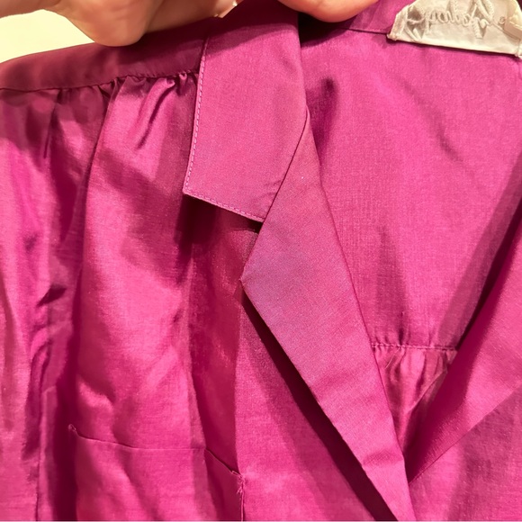 Vintage Satin Purple Short Sleeve Button Down Blouse, Romantic, Size 10 Medium - Picture 5 of 6